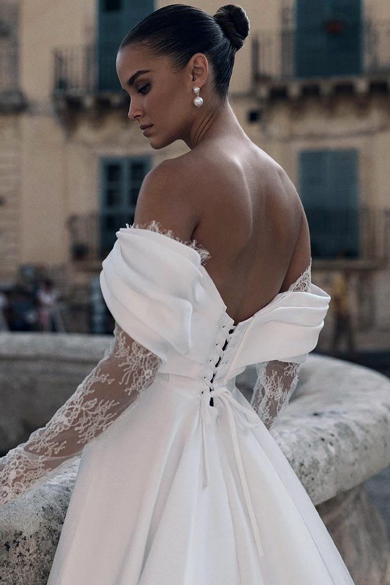 Endless Dedication Off-the-Shoulder Wedding Dress - By Baano
