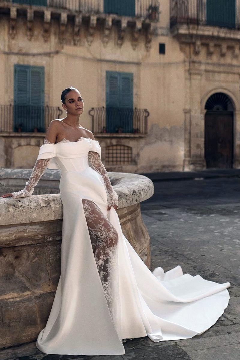 Endless Dedication Off-the-Shoulder Wedding Dress - By Baano