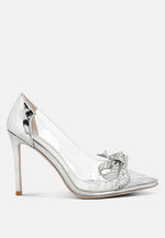 Erika Rhinestones Embellished Clear Pump Shoes London Rag International