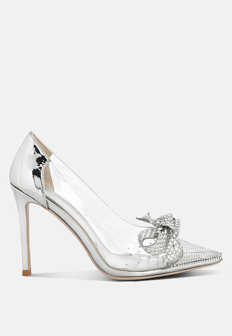 Erika Rhinestones Embellished Clear Pump Shoes London Rag International