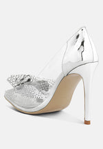 Erika Rhinestones Embellished Clear Pump Shoes London Rag International