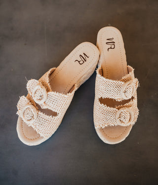 Eriwen Buckle Wedge in Cream - By Baano
