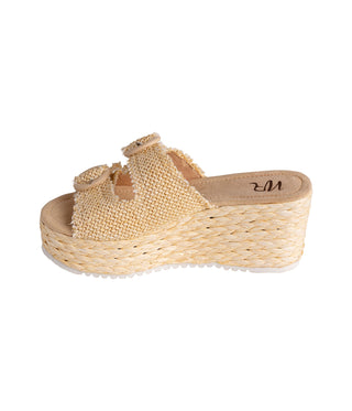 Eriwen Buckle Wedge in Cream Naughty Monkey