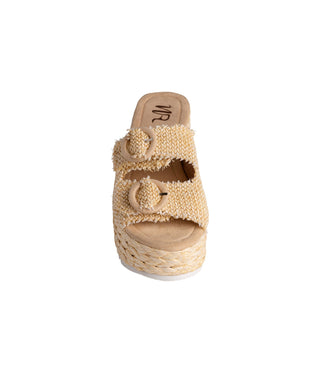 Eriwen Buckle Wedge in Cream Naughty Monkey