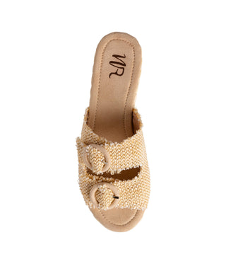 Eriwen Buckle Wedge in Cream Naughty Monkey