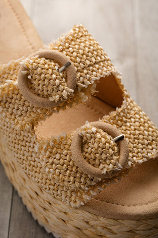 Eriwen Buckle Wedge in Cream Naughty Monkey