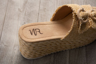 Eriwen Buckle Wedge in Cream Naughty Monkey