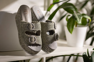Eriwen Buckle Wedge in Teal Naughty Monkey