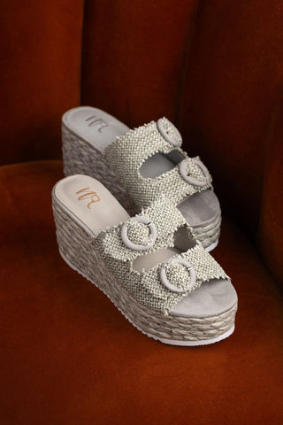 Eriwen Buckle Wedge in Teal Naughty Monkey