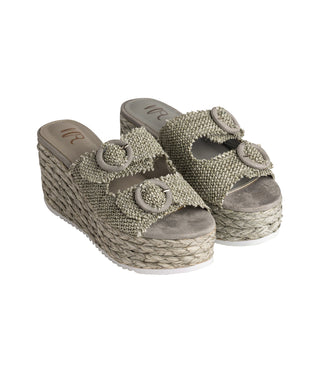 Eriwen Buckle Wedge in Teal Naughty Monkey