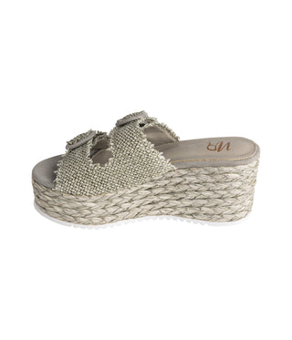 Eriwen Buckle Wedge in Teal Naughty Monkey