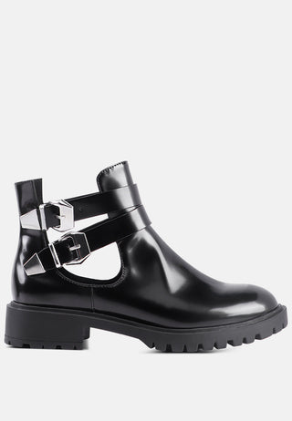 erner adjustable cut-out buckle boots