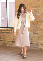 Essential Taupe Short Sleeve Gauze Shirt Dress