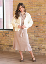 Essential Taupe Short Sleeve Gauze Shirt Dress