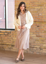 Essential Taupe Short Sleeve Gauze Shirt Dress