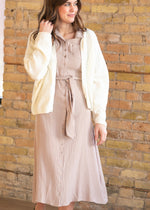 Essential Taupe Short Sleeve Gauze Shirt Dress