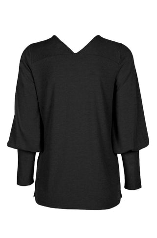 Ellen Tracy V - Neck Blouson Long Sleeve Solid Knit Jersey Top - Glamourous Grace