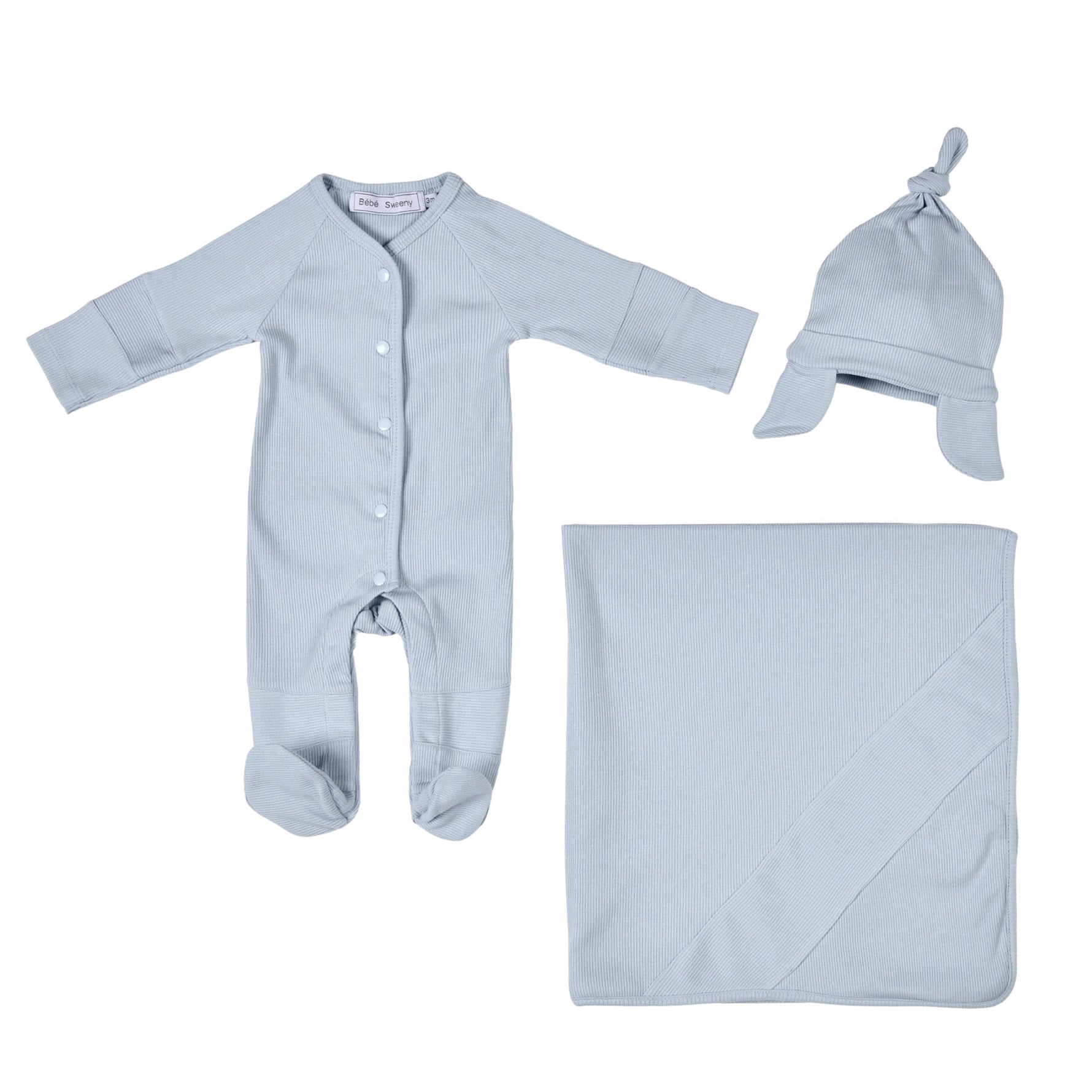 EVAN | Baby Boys Blue Ribbed Cotton Gift Set (4)