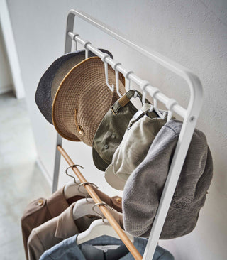 Coat Rack with Hat Storage (66" H)  - Steel + Wood - By Baano
