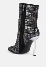 Extravagance Mirror Embellished Stiletto Boots