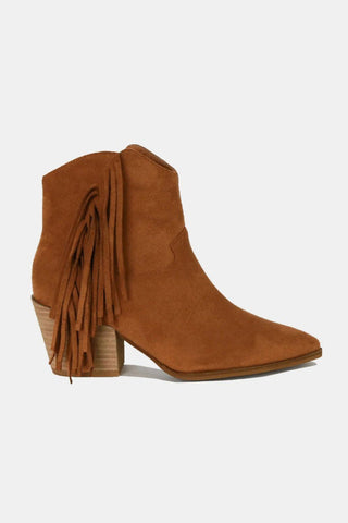 Mayfair Suede Fringe Point Toe Ankle Boots - By Baano