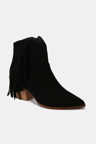 MayFair Suede Fringe Point Toe Ankle Boots - By Baano