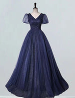 Navy blue beaded evening dress gown pleated long ball gown floor length party dress gown