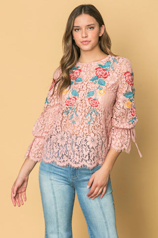EMBROIDERED LACE TOP - By Baano