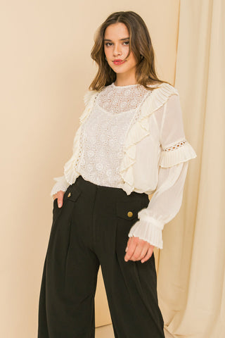 HIGH EXPECTATIONS KNIT EYELET TOP - By Baano
