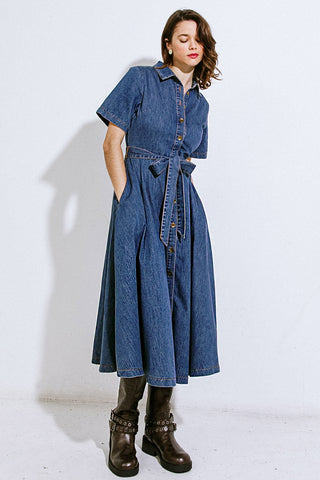 DAY IN THE LIFE DENIM MIDI DRESS - By Baano