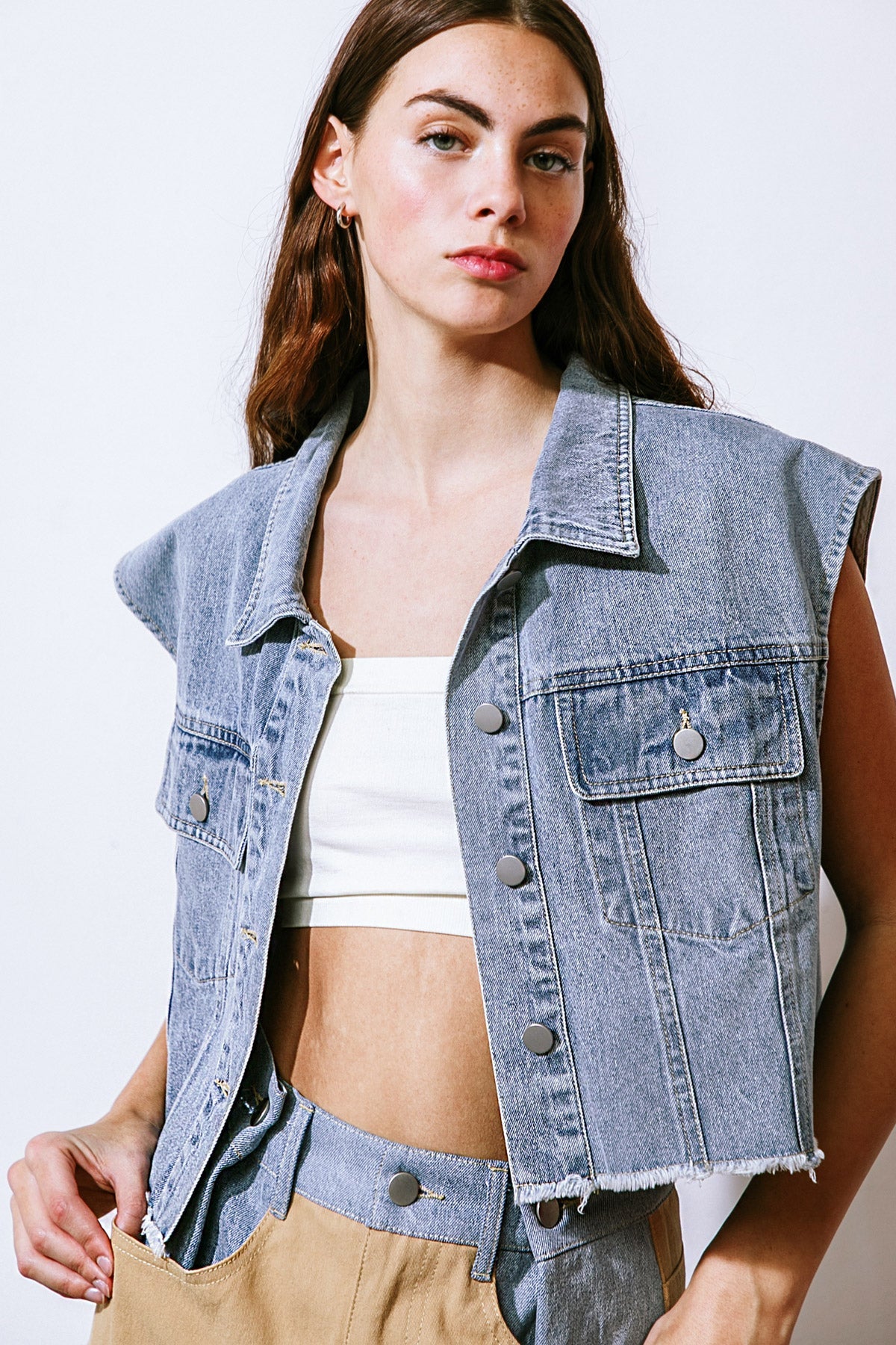 CLAIM TO FAME DENIM VEST - By Baano