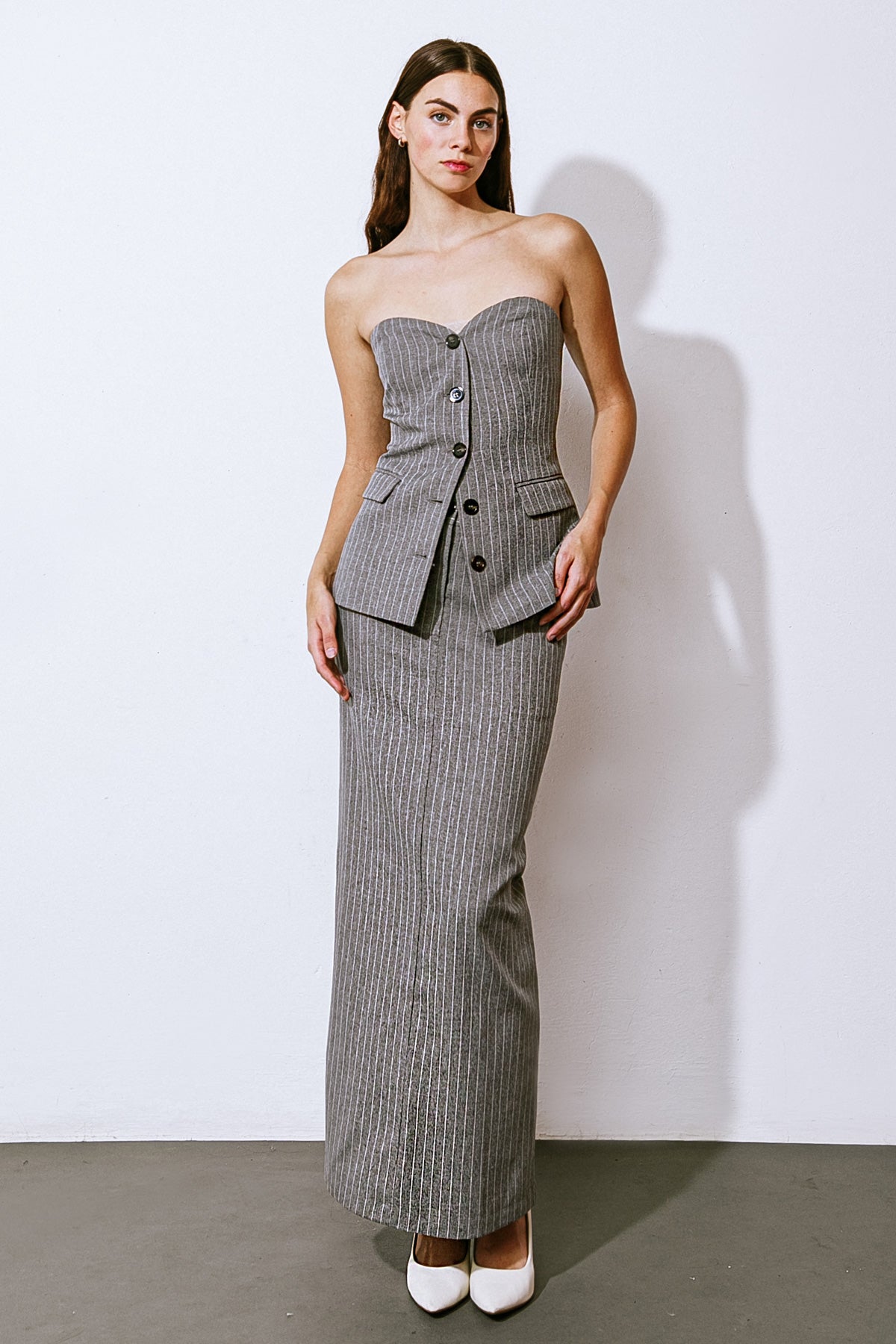 GET TO THE POINT WOVEN MIDI SKIRT - By Baano