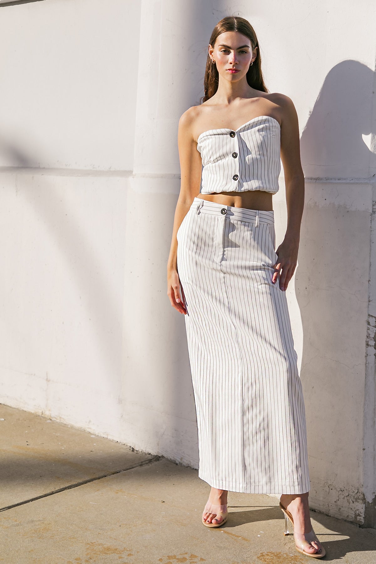 GET TO THE POINT WOVEN MIDI SKIRT - By Baano