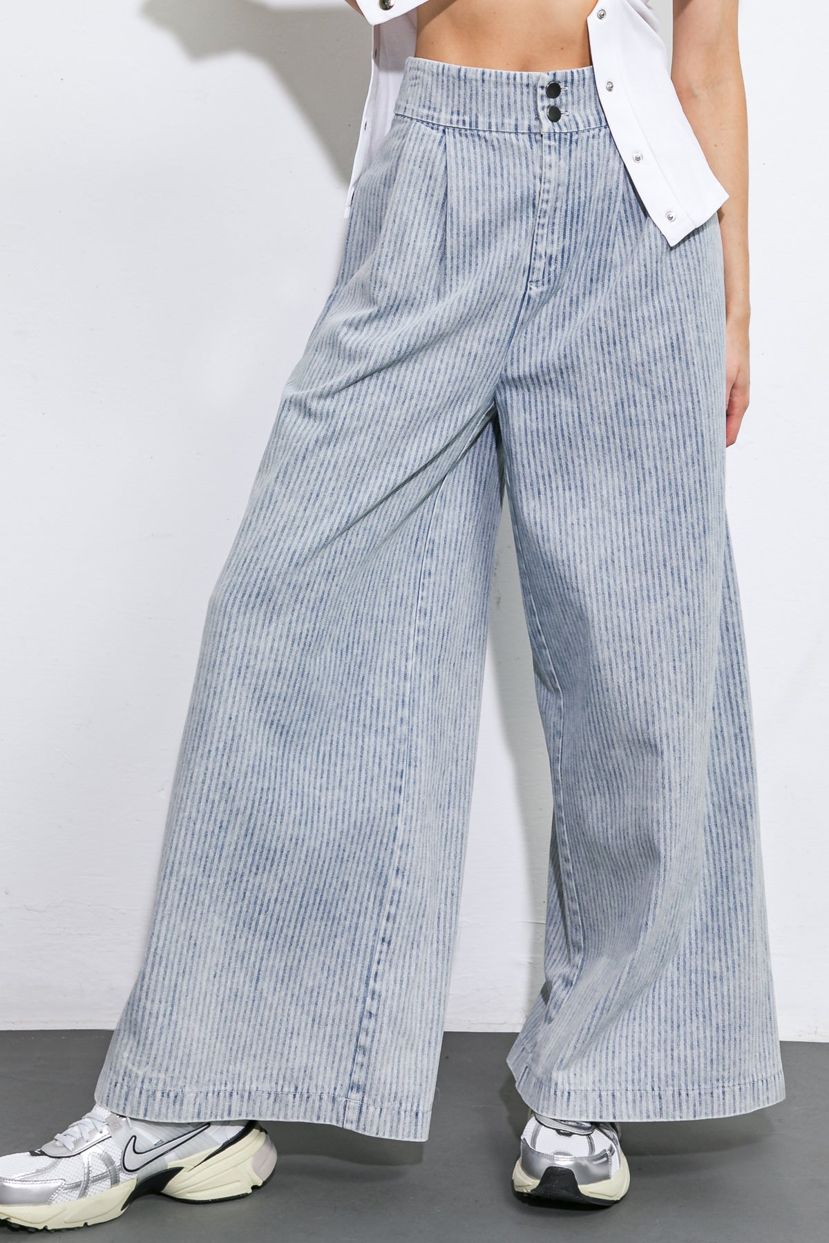 PLAY MY WAY STRIPED DENIM PANTS - By Baano