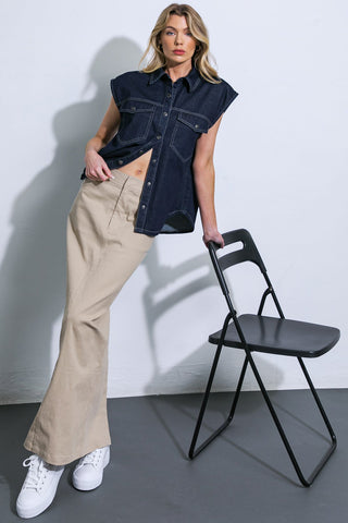 LET'S JUST RELAX DENIM TOP - By Baano