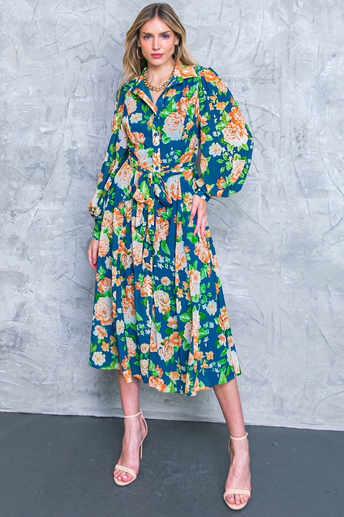 BUBBLY BLISS WOVEN MIDI SHIRT DRESS - By Baano