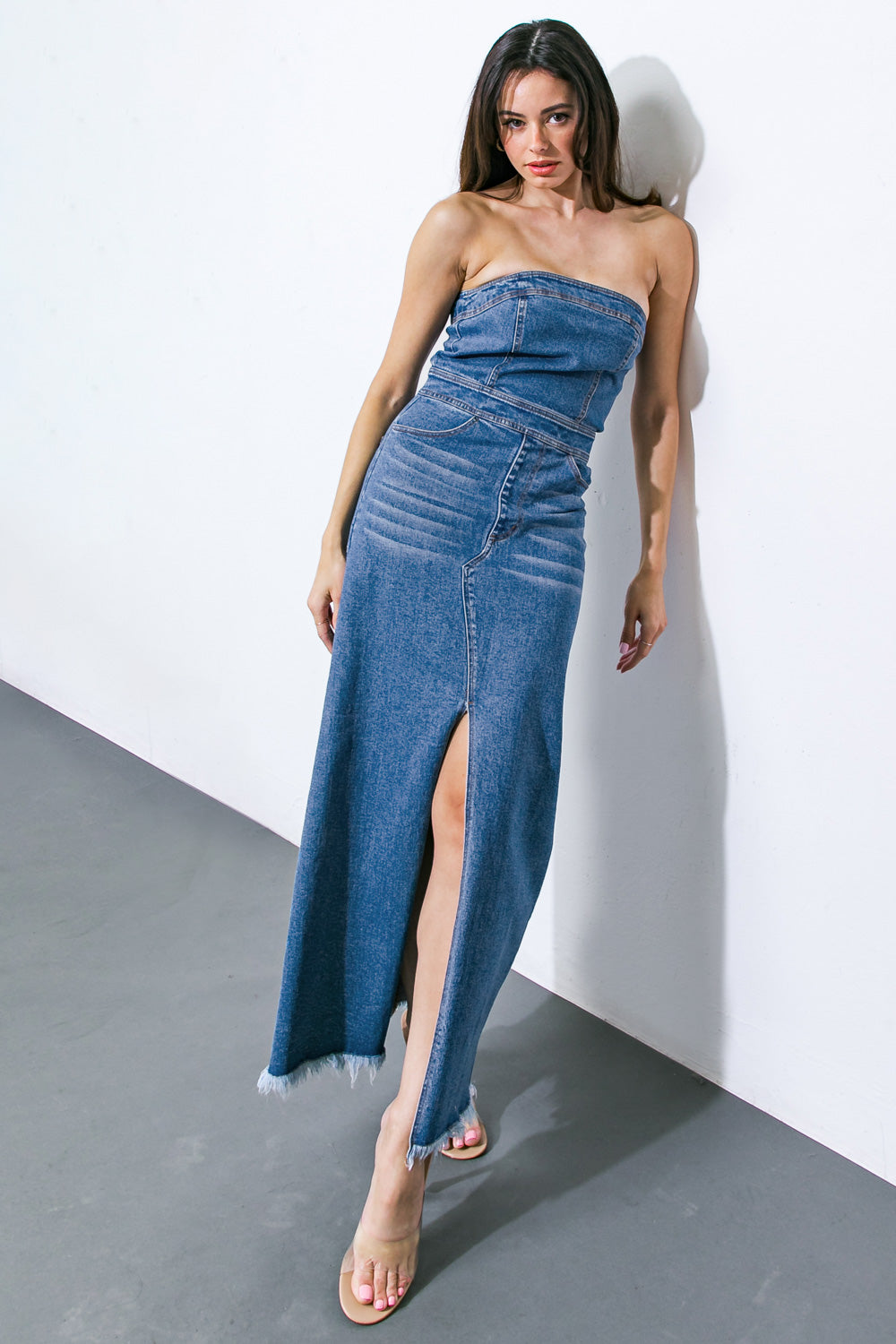 DREAMS COME TRUE DENIM MIDI DRESS - By Baano