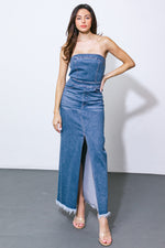 DREAMS COME TRUE DENIM MIDI DRESS - By Baano