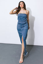 DREAMS COME TRUE DENIM MIDI DRESS - By Baano