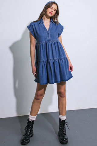 JUST THE BEGINNING TWILL MINI DRESS - By Baano