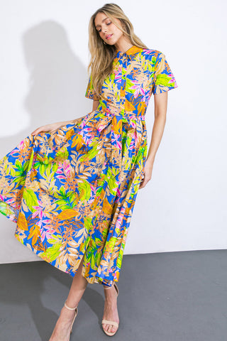 KEEP BLOOMING WOVEN MIDI DRESS - By Baano