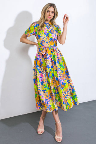 KEEP BLOOMING WOVEN MIDI DRESS - By Baano