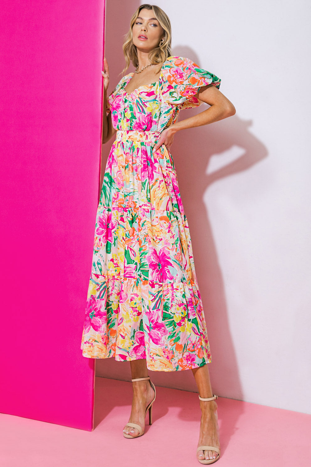 IT STARTS NOW WOVEN MIDI DRESS - By Baano