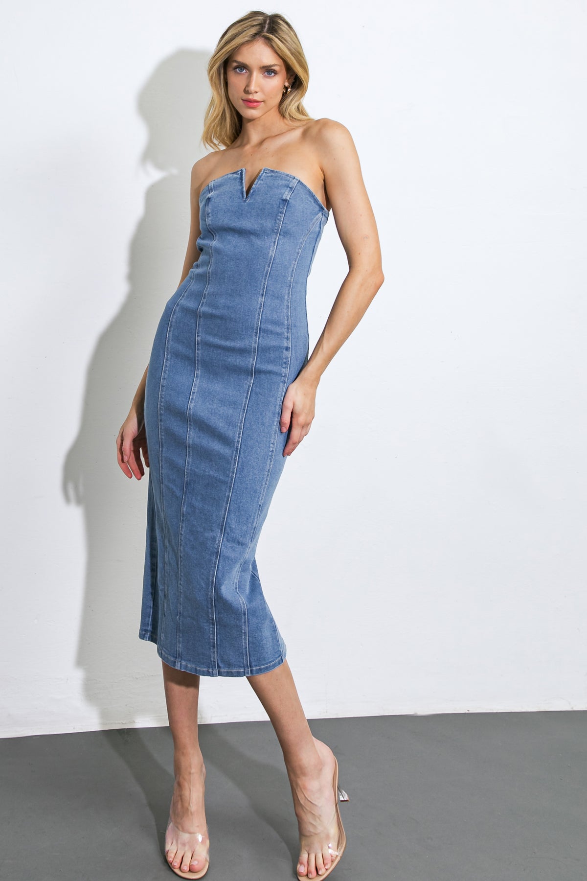 DIVINE DREAM DENIM MIDI DRESS - By Baano