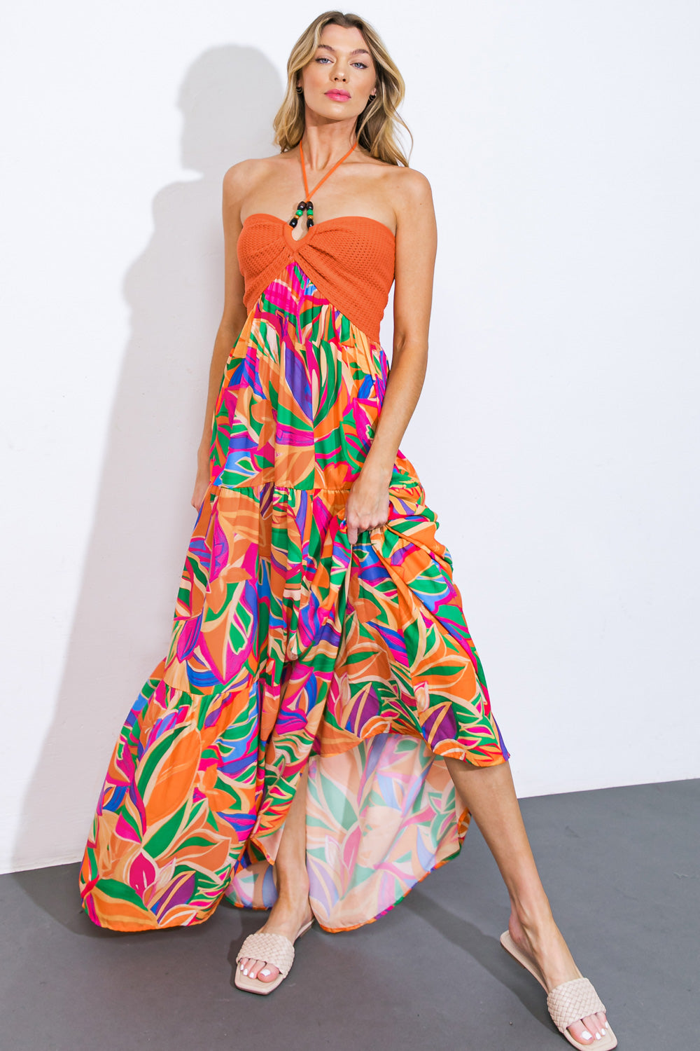 INTO THE THICK OF IT COMBINATION MIDI DRESS - By Baano