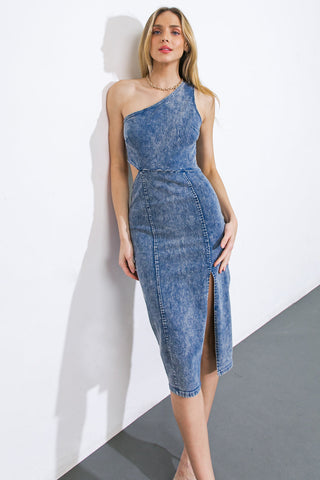 FAMILIAR PATTERNS DENIM DRESS - By Baano