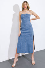 YOU'RE THRIVING DENIM MIDI DRESS - By Baano