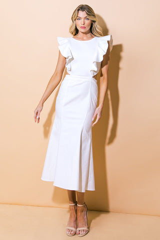 CATCH THE BOUQUET TWILL MIDI DRESS - By Baano
