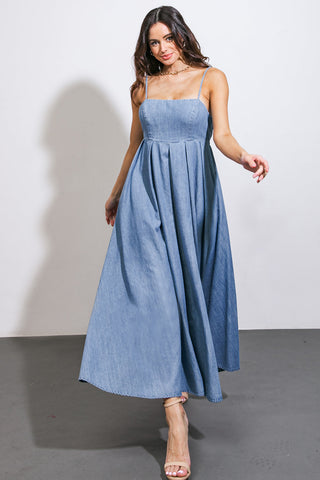 CAPTIVATING HEART DENIM MIDI DRESS - By Baano