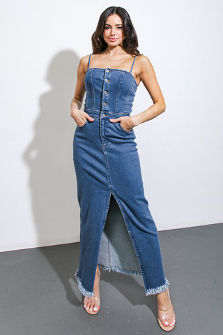 ENDLESS HORIZONS DENIM MIDI DRESS - By Baano